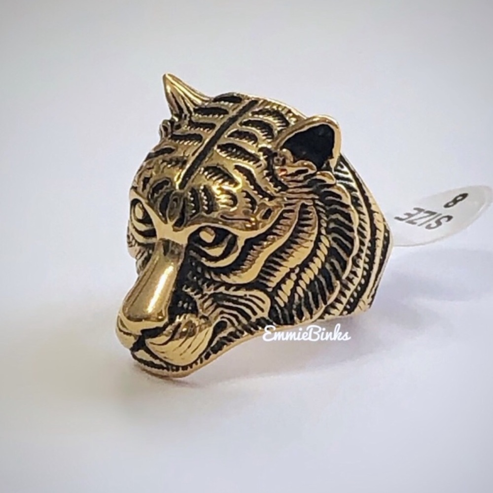 New FP Gold Plated Tiger Statement Ring ~ Silver or Bronze Clemson LSU Auburn - Picture 7 of 16